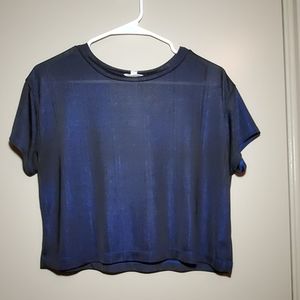 Blue Mesh Crop Top